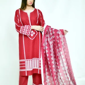 3 piece stitched embroidered jacquard cotton